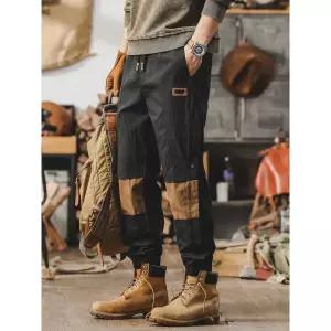 남성 바지 배기핏 카고 가을 와이드 일자 캐주얼 팬츠 배색 조거 배기 OP3
