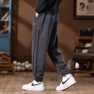 남성 바지 배기핏 가을 스트라이프 패치 캐주얼 팬츠 배기 조거 카고 주니어 OP3