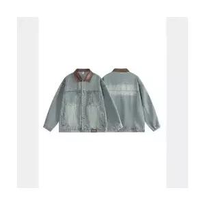 남성 점퍼 빈티지PU가죽데님코트 봄가을겨울 스트리트카라 카고자켓 OP3