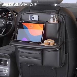 SEAMETAL 8 in 1 접이식 트레이가있는 카시트 백 보관 가방 내마모성 방수 자동차 뒷좌석  티슈/컵 홀더