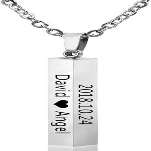 말리홈 맞춤형 펜던트 큐보이드 스테인리스 스틸 바 목걸이 선물용