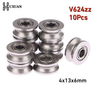 V624zz 4x13x6mm V 그루브 밀폐형 볼 베어링 가이드 트랙 롤러 자수 기계 10 개