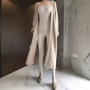 픽토 여성 롱 겨울 가을 카디건 벨트 무릎 스웨터 기모 젠3