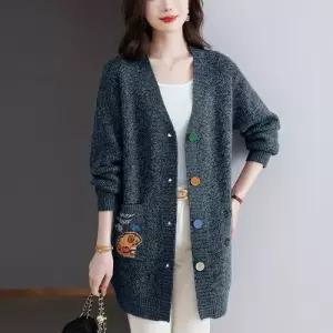 픽토 춘추 여성용 롱 니트 중기장 빅사이즈 카디건 가디건 스웨터 젠3