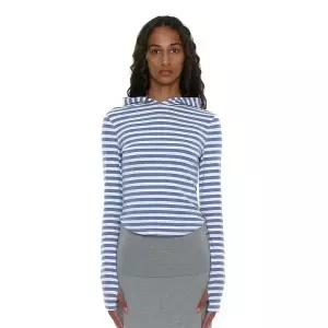 매장정품 파르티멘토 PARTIMENTO WOMEN PWC 스트라이프 후디드 롱슬리브 티_파스텔 블루 PW-C-2522PB 68817