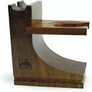 GB.S 디럭스 나무 면도기 및 면도 브러시 스탠드 - 안전 홀더 수명 연장 호두나무 마감