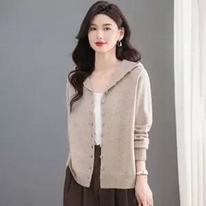 엘럽 여성용 니트 춘추 겨울 캐주얼 후드 카디건 아우터 상의 박템3