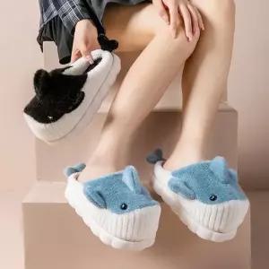 고래슬리퍼 여성 겨울 털실내화 거실화 방한화 동물 겨울슬리퍼 털슬리퍼 방한화