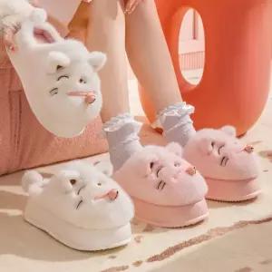 방울고양이슬리퍼 여성 겨울 털실내화 거실화 방한화 겨울슬리퍼 털슬리퍼 방한화