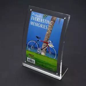 L자 커브형 투명 아크릴 테이블 탁상 자석 액자 5R 인테리어액자 탁상용액자 사진액자 포토액자