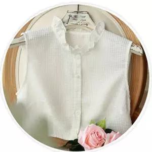 페이크 넥 차이나 카라 프릴 여자 레이어드코디 패션 BhD9+4cyC