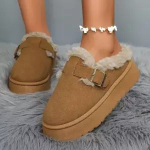 여성 2컬러 겨울 퍼 뮬 블로퍼 러블리 통굽 털슬리퍼 겨울뮬슬리퍼 캐주얼뮬