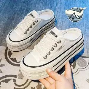 스타일리시 캐주얼 뮬 슬리퍼 여성 키높이 뮬 키높이