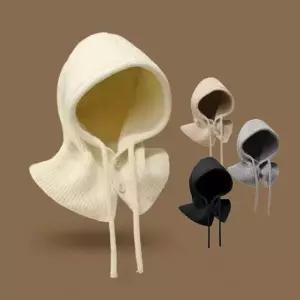 모자 스타일링 단추 니트 후드넥워머 겨울 방한 워머 후드넥워머 니트후드넥워머