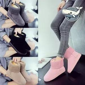 겨울 여신 니트 털안감 스웨이드 부츠 여성 캐주얼 니트 겨울 털안감 앵글 방한