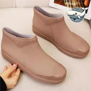 슬림핏 머드 방수 앵클 레인부츠 여성 캐주얼 캐주얼 숏 앵클 레인부츠 플랫