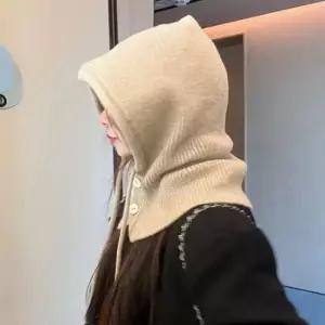 여성 후드 니트 바라클라바 방한 넥워머 단추 머플러 목토시 골프넥워머 방한용품