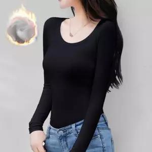 여성 긴팔 기모 겨울 라운드 내의 내복 이너웨어 안감 여성 상의 ADm9+2gxM