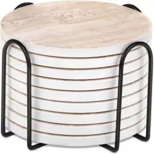 커피 테이블 흡수용 세라믹 컵받침 9개 홀더가 있는 빌보트 음료 나무 마블 스타일 홈 데코 종류의 적합한