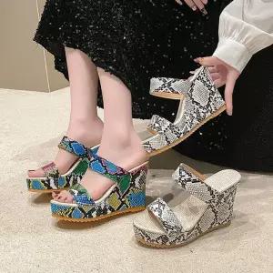 여름 여친 히이힐 슬리퍼 플랫 통굽 웨지힐 빅사이즈 뱀피 호피 CH2