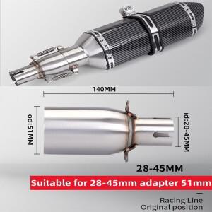 H바이크 오토바이 배기 파이프 수정 중간 섹션 28-32-38-45mm 어댑터 51mm 비파괴 설치
