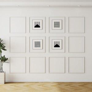 콜링밀 12 세트 액센트 벽 몰딩 키트 미리 제작된 웨인스코팅 패널 필 스틱 홈 데코용 액자 몰딩용 흰색 프리컷 트림(20 x 20 인치)