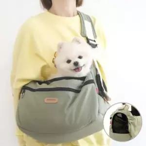 [반려] 강아지 슬링백 카키M 산책 포대기 이동 가방
