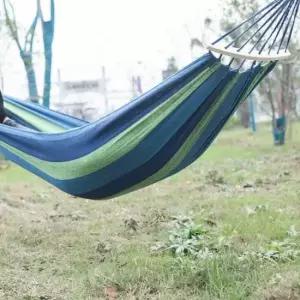 [반려] 캠핑 해먹 야외침대 나무대 블루 100x190