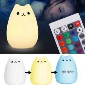 리모컨 실리콘 고양이 취침등 터치등 조명 무드등 야옹이 말랑고양이 COB 조명등