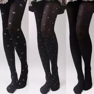 시크나인 도트 리본 패턴 스타킹 패션 팬티 스타킹 80데니아 블랙스타킹 검정색스타킹