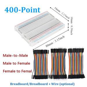 400 포인트 브레드보드 솔더리스 PCB  보드  홀 키트  듀폰 케이블 및 점퍼 와이어  10cm  핀