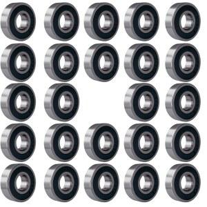 톤엠피 24 PCS 608-2RS 볼 베어링 u2013 이중 고무 밀폐 미니어처 딥 그루브 (8mm x 22mm 7mm) (608 2RS)