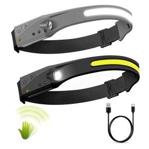 플루랄라 LED 헤드램프, 230 광폭 빔 헤드라이트가 장착된 충전식 헤드램프 2팩, 모션 센서, 야외 러닝, 캠핑, 낚시, 하이킹을 위한 5가지 모드 경량 땀 방지 플래시라이트