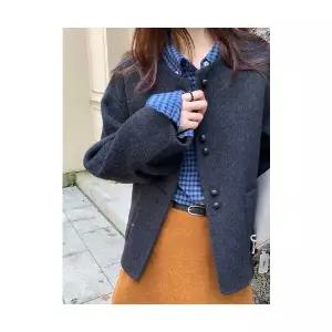 울 여성용 라운드 전판 모피 데일룩 코트 더블 DAOL1