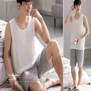 [하프클럽/]남자 여름 잠옷세트 쿨링소재 민소매 반바지 생활복