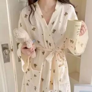 [하프클럽/]여름 어깨 가디건 로브 실크 원피스 여름철 가운