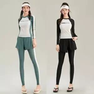 [하프클럽/]은창)롱 슬리브 팬츠 스포티 레터링 투피스 래쉬가드 수영복 비