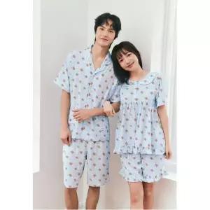 [하프클럽/솔브]비너스 부드러운 레이온 푸틀  남여 커플 파자마세트 SPA2606W SPA2606M_W