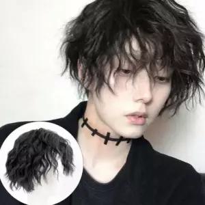 남성용 스타일리쉬 패션 웨이브 펌 헤어 가발