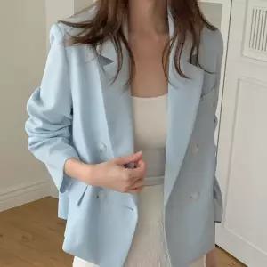 여성 스판 카라 뒷트임 크롭 더블 자켓 모임룩 하객룩 오피스룩