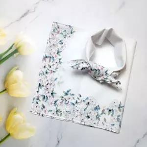 [하프클럽/]플라워 순면 손수건 화이트