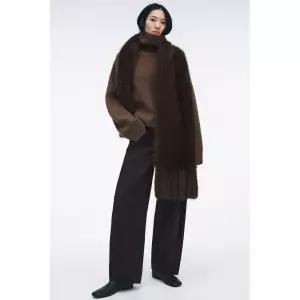 ZARA 페이크 퍼 프린지 플레인 머플러 - 브라운 3920/532/700 149793