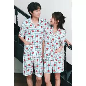 [하프클럽/솔브]비너스 솔브 부들부들 토마토체크 남여 커플 파자마세트 SPA2602W SPA2602M_W