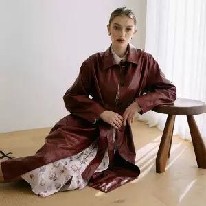 [하프클럽/앤클라인]페이크레더 트렌치코트 N5HS06