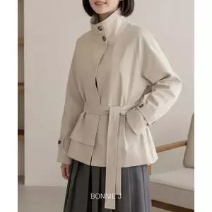 [하프클럽/]하이넥 벨트 숏 트렌치 자켓 봄 신상 여리핏 케이프 루즈핏 야상