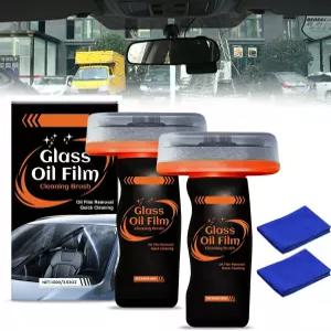 자동차용 2PCS 유리 유막 제거제 100ml 롤온 컴파운드와 클리닝 보드 및 얼룩 창문용 브러시