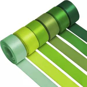 자크리아 공예용 1인치 녹색 새틴 리본 선물 포장 꽃다발 결혼 초대장 브라이덜 샤워 헤어 보우 갈랜드