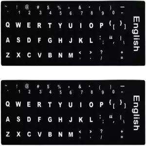 KEANBOLL 2pcs 영어 범용 키보드 알파벳 스티커 검은색 배경과 흰색 빅 레터링이 있는 교체 컴퓨터 노트북