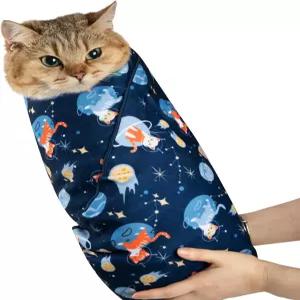 징테라 고양이 그루밍 랩 탈출 도구 클립 부드러운 물림 방지 부리토 애완동물 담요 긁힘 부착 자가 못