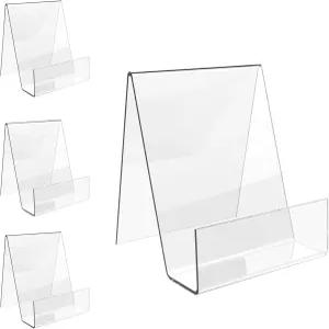 볼로요 아크릴 책꽂이 4PC 4인치 투명 디스플레이 이젤 스탠드 책 잡지 접시 그림 미술 작품 CD를 전시할